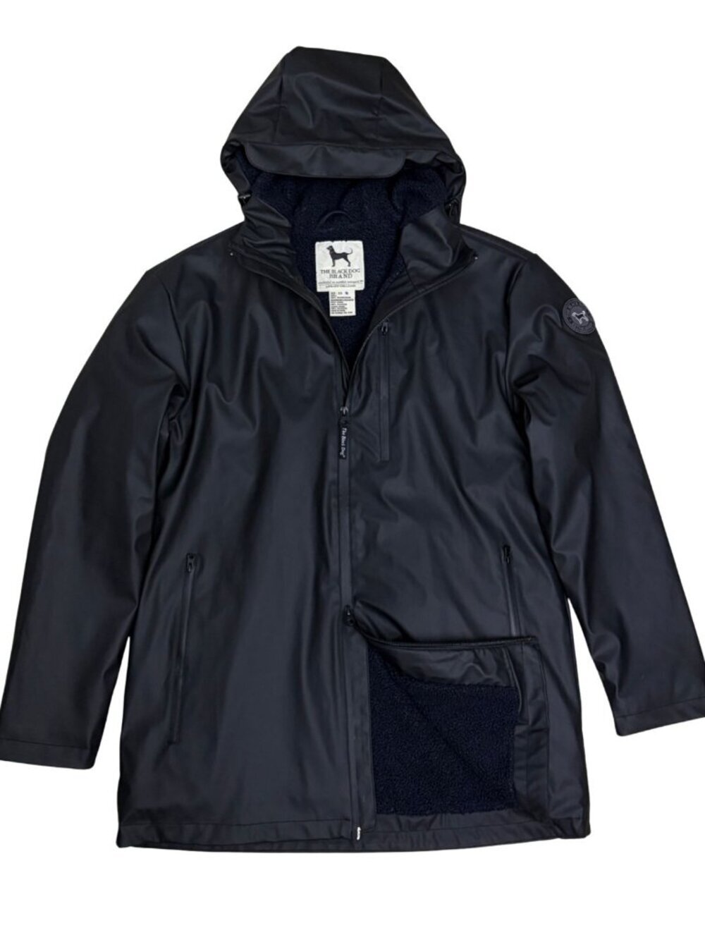 $300 THE BLACK DOG Waterproof Rain Coat Black Fleece Casual Jacket Womens XS